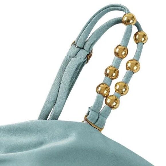 Colorblock Green One Piece Swimsuit Summer Beach Hollow Out Monokini Size M NWT - Picture 2 of 6